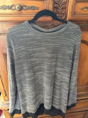Women's Marled Crewneck Knit Top - Black & White